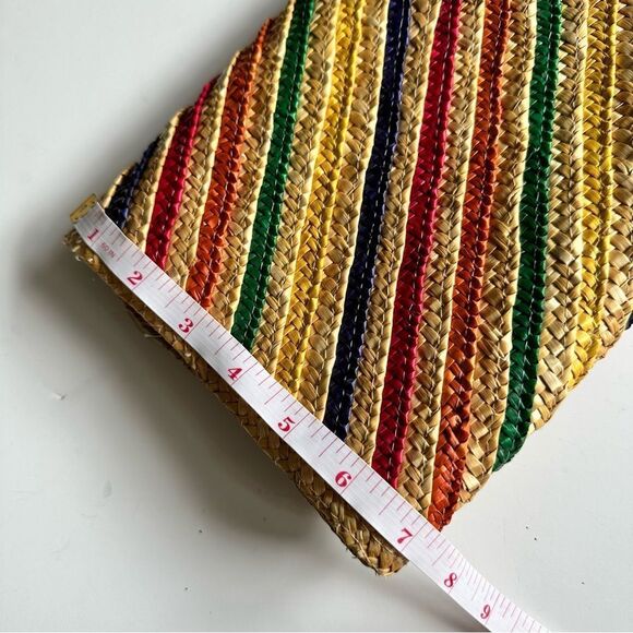 Vintage Woven Clutch Purse Rainbow Stripes - Picture 8 of 8